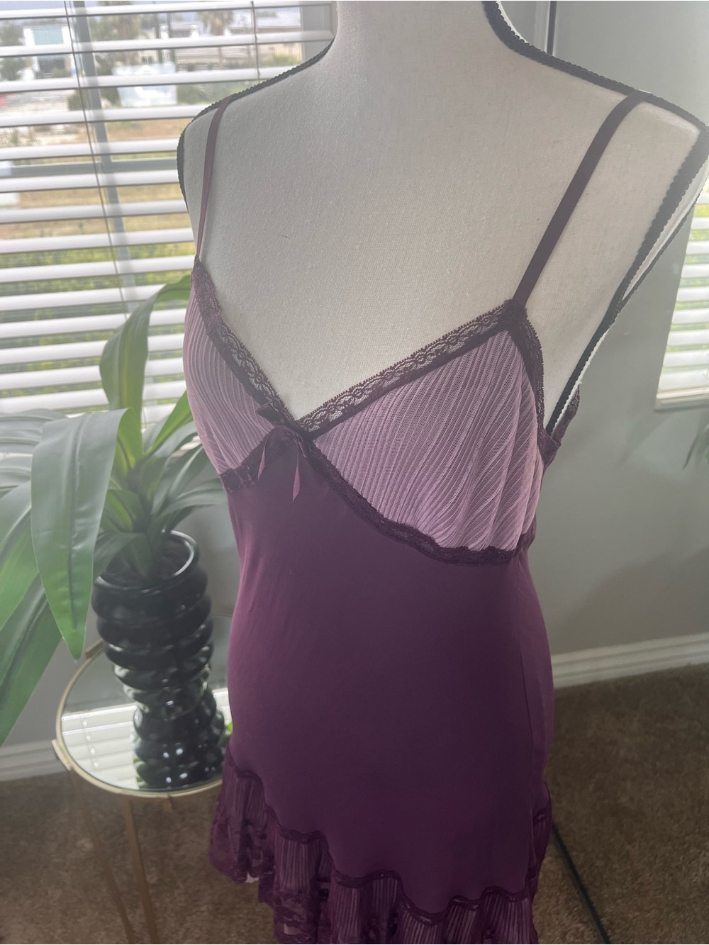 Victoria's Secret Purple & Lavender Lace-Trim Slip Dress Size Medium
